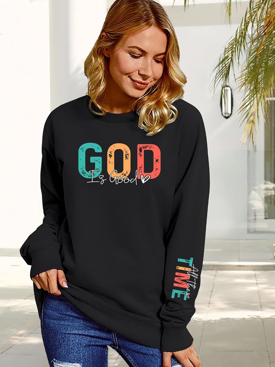 God is Good Sweatshirt Women: Christian Sweatshirts Jesus Religious Pullover Bible Verse Inspirational Tops - Image 3