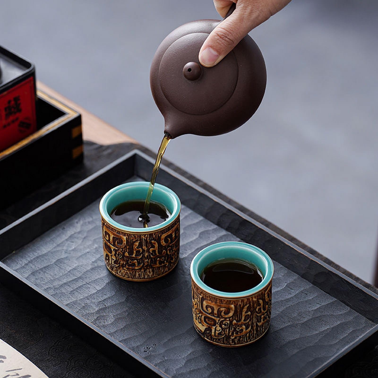 Ceramiczne kubki do espresso, zestaw 2 lub 113-85 ml, do kawy i herbaty, bez uchwytów, trwałe, nadają się do mycia w zmywarce (rustykalny brązowy, 2)