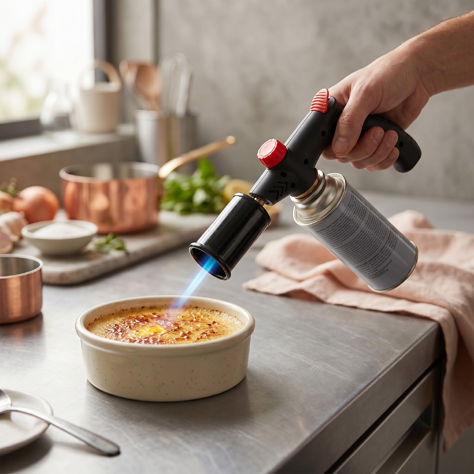CHICIRIS Torche de Cuisine Réglable, Chalumeau Multi-gaz pour Barbecue avec Verrouillage de sécurité