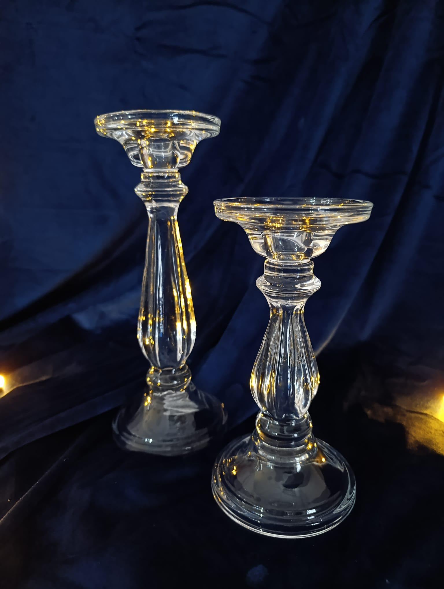 Trans - Pal Clear Trans Pal Glass Taper Candle Holders, Tall Candle Holder For Floating Candles And Pillar Candles, Elegant Table Centrepieces For Dining Rooms Wedding Party Christmas (Set Of + 25Cm) 20Cm