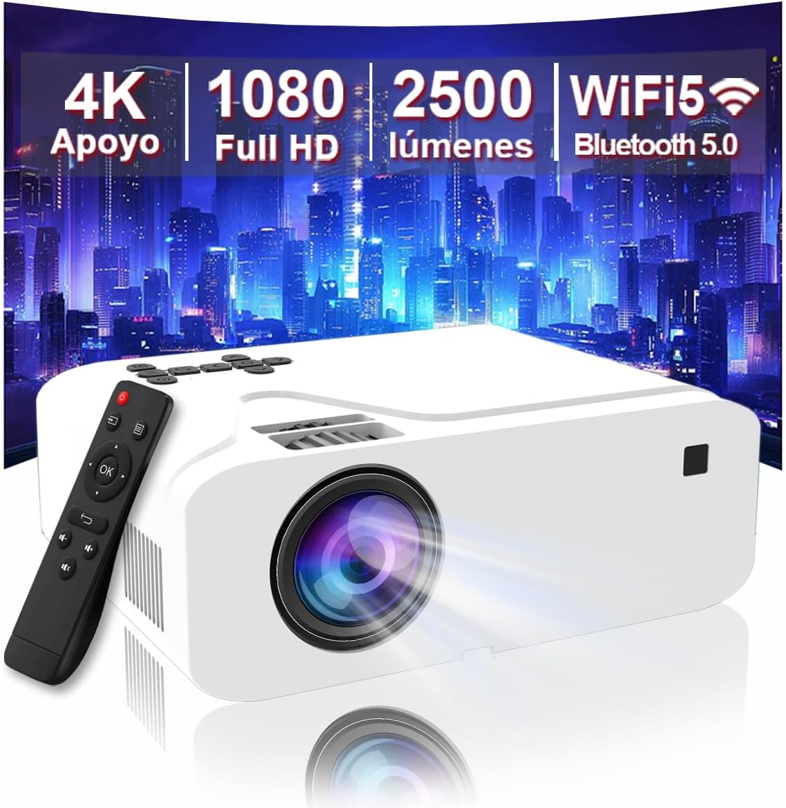 BIGVIEW® Mini Proyector Portátil Profesional, Proyector Bluetooth ...