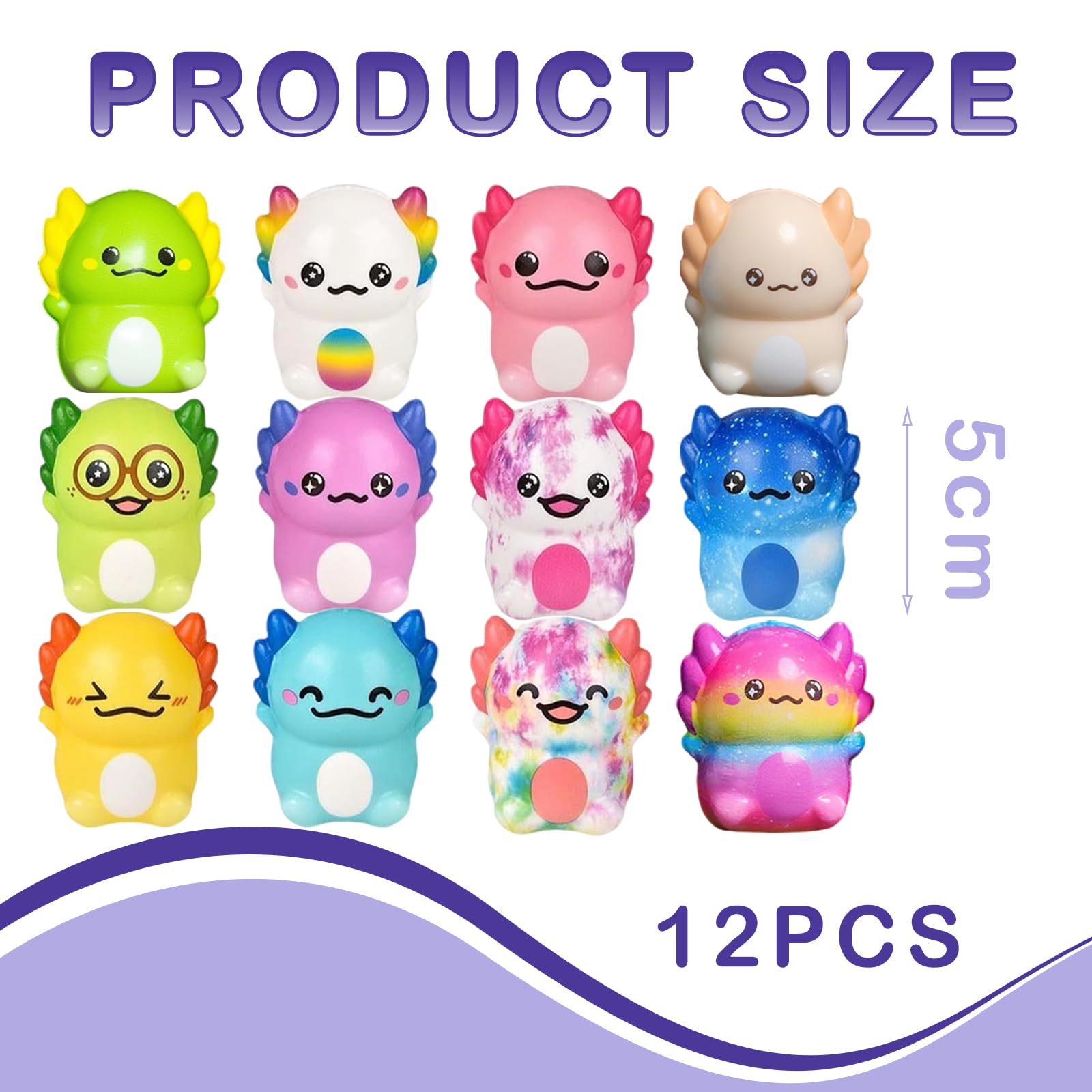 12 PCS Squishy axolotl Toy,Slow Rebound Animals Squishy Toyss,Bag FillersSquishy fidget Toys for Kids,Fun Gift axolotl Squishy for Party,Adorable Slow-Rise fidget Toys for Stress Relief & Sensory Play - Image 2
