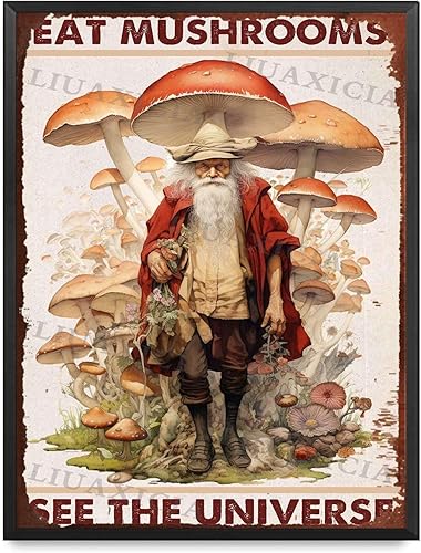 Miniatura 8 de Letrero de metal de hojalata con texto en inglés "Eat Mushrooms See The Universe" para comedor, oficina, casa de campo, 8.00 x 12.00 pulgadas