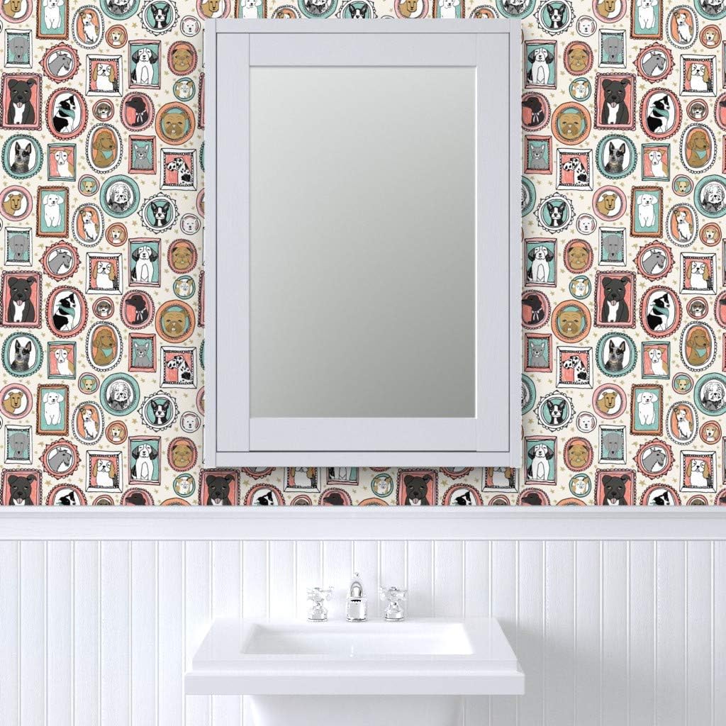 🔥 Hot Deals Spoonflower Peel and Stick Removable Wallpaper, Dog Pet Picture Frame Doggo Cute Dogs Illustration Year Print, Self-Adhesive Wallpaper 24in x 108in Roll