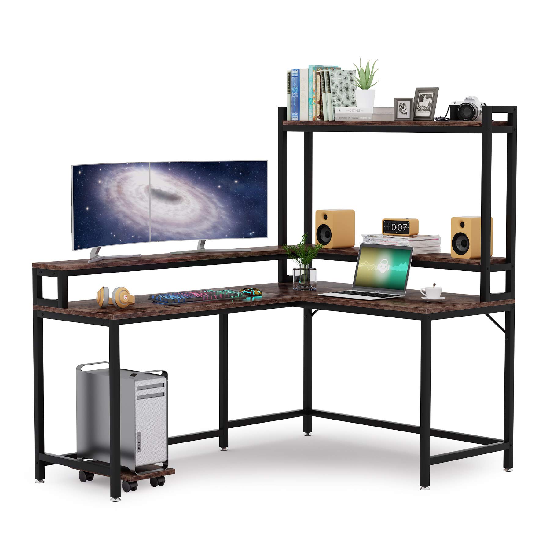 Buy Tribesigns L Shaped Desk with Hutch and Monitor Stand, Corner