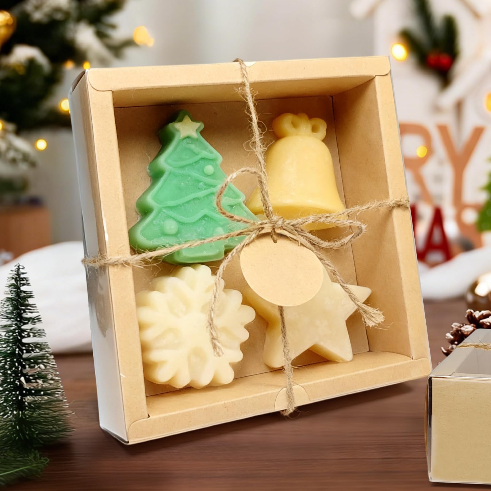 30 Kraftpapier-Karton-Boxen-Kits, Innenmaße 14 x 14 x 5 cm, hausgemachte Seifenbox mit Bast-Füllung, Blanko-Etiketten und Jute-Schnur, kleine Geschenkboxen für Schmuck, Süßigkeiten, Verpackungen