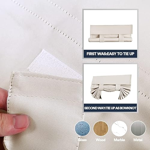 Miniatura 5 de L.VICTEX Cortinas opacas para puertas francesas, cortina de puerta Tricia con aislamiento térmico para puerta de patio, persiana autoadhesiva con