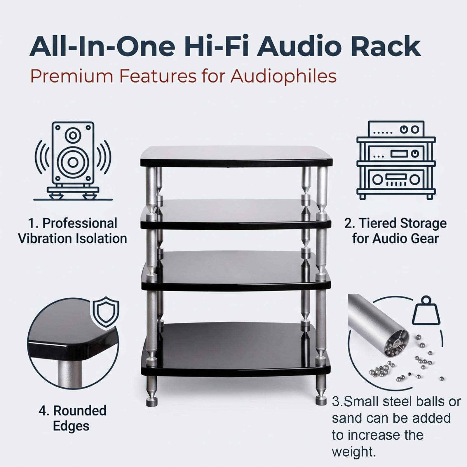 Rack Audio con Struttura Separata Antivibrazione