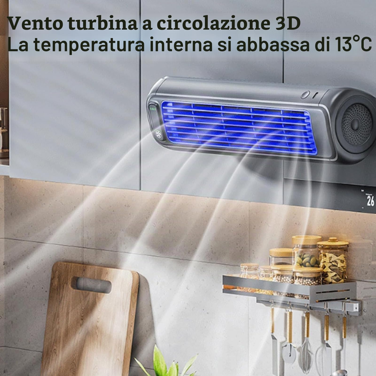 Shirem Cooling Ace, Libiyi Cooling Ace, Outfany Cooling Ace Condizionatore D'aria, Condizionatore Con Ricarica USB A 3 Velocità Per Camera Da Letto, Cucina, Bagno,Black
