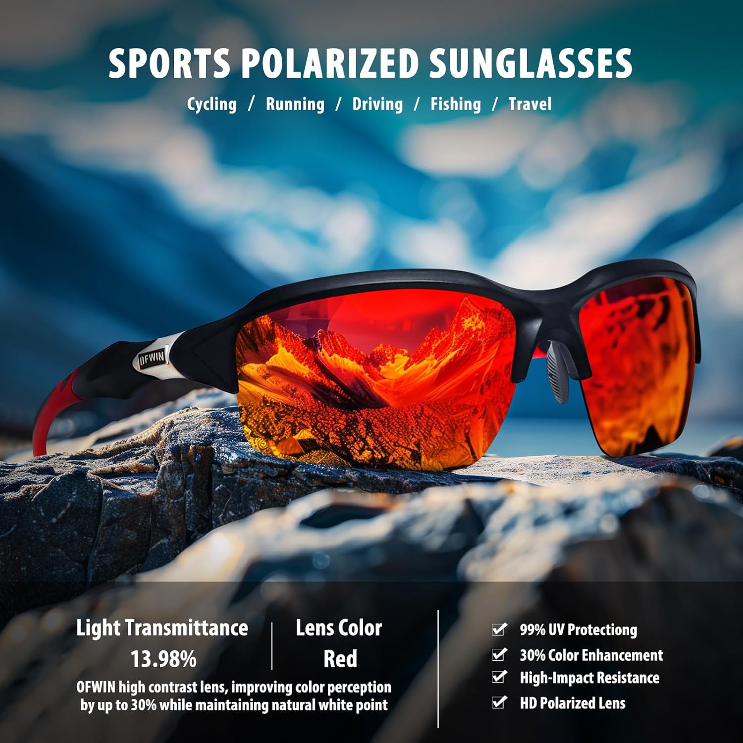 Polarized Sports Sunglasses for Men Women Wrap Around Half Frame Cycling Fishing Bike Running Sun Glasses UV Protection - Image 3