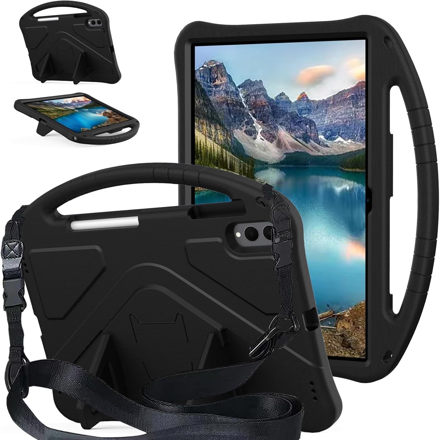 Lekka, odporna na wstrząsy osłona przyjazna dla dzieci, kompatybilna z Samsung Galaxy Tab S11 Ultra 37.1 cm 2025 SM-X930/X936B, ze stojakiem na uchwyt, pogrubiona osłona tabletu z rogiem