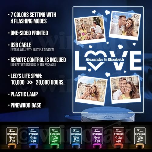 Miniatura 7 de Luz nocturna personalizada, lámpara de fotos personalizada, collage de luz, placa acrílica, regalo del día del padre, día de la madre, cumpleaños,