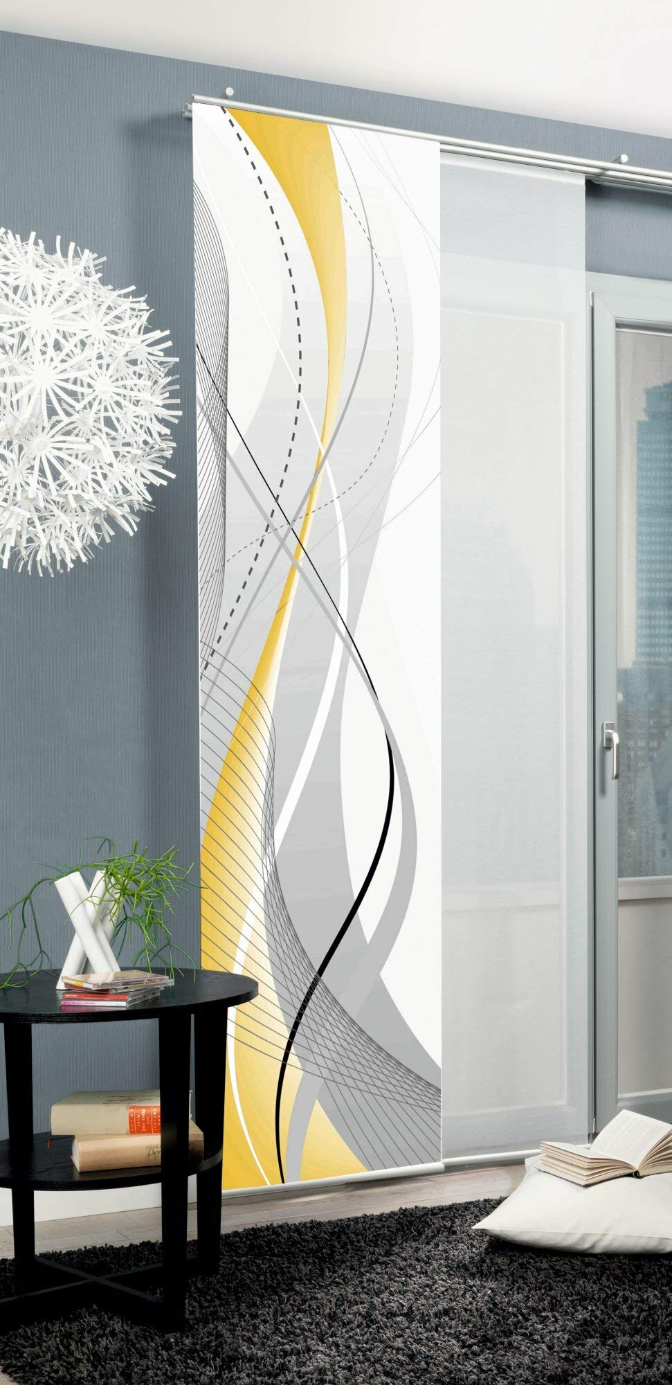 Schiebevorhang Deko blickdicht CARLISLE, Farbe gelb, Größe BxH 60x245 cm