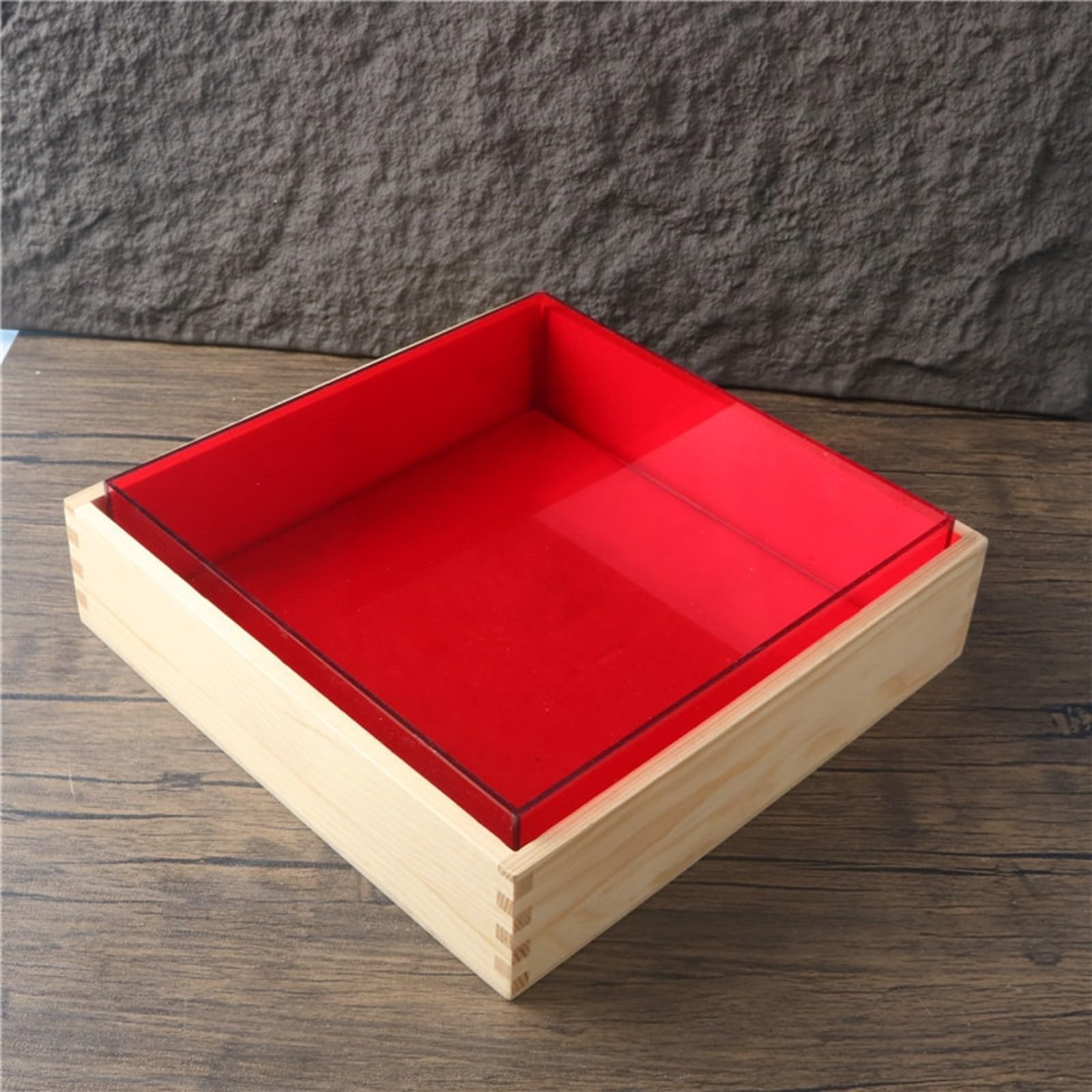 Scatola di Presentazione in Legno | Quadrato, Vassoio Decorativo, Giapponese, Contenitore, per Tavola, Ristoranti, Chef, Scatola Trasparente