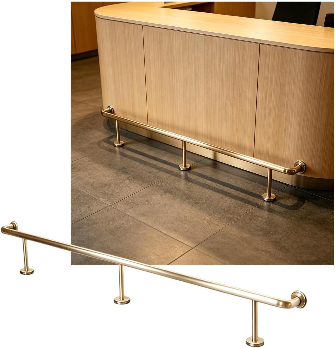 Epano Champagne Gold Lxxw Bar Foot Rail Bar Foot Rail, Heavy Duty Rest Bracket For Restaurant Kitchen Cafe Library(,3.8M/12.47Ft)