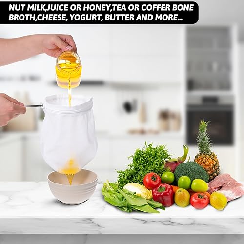 Miniatura 6 de Colador de malla ultra fina, bolsas de filtro de malla reutilizables, colador de jugo, coladores de estopilla con asa con cremallera para jugos de