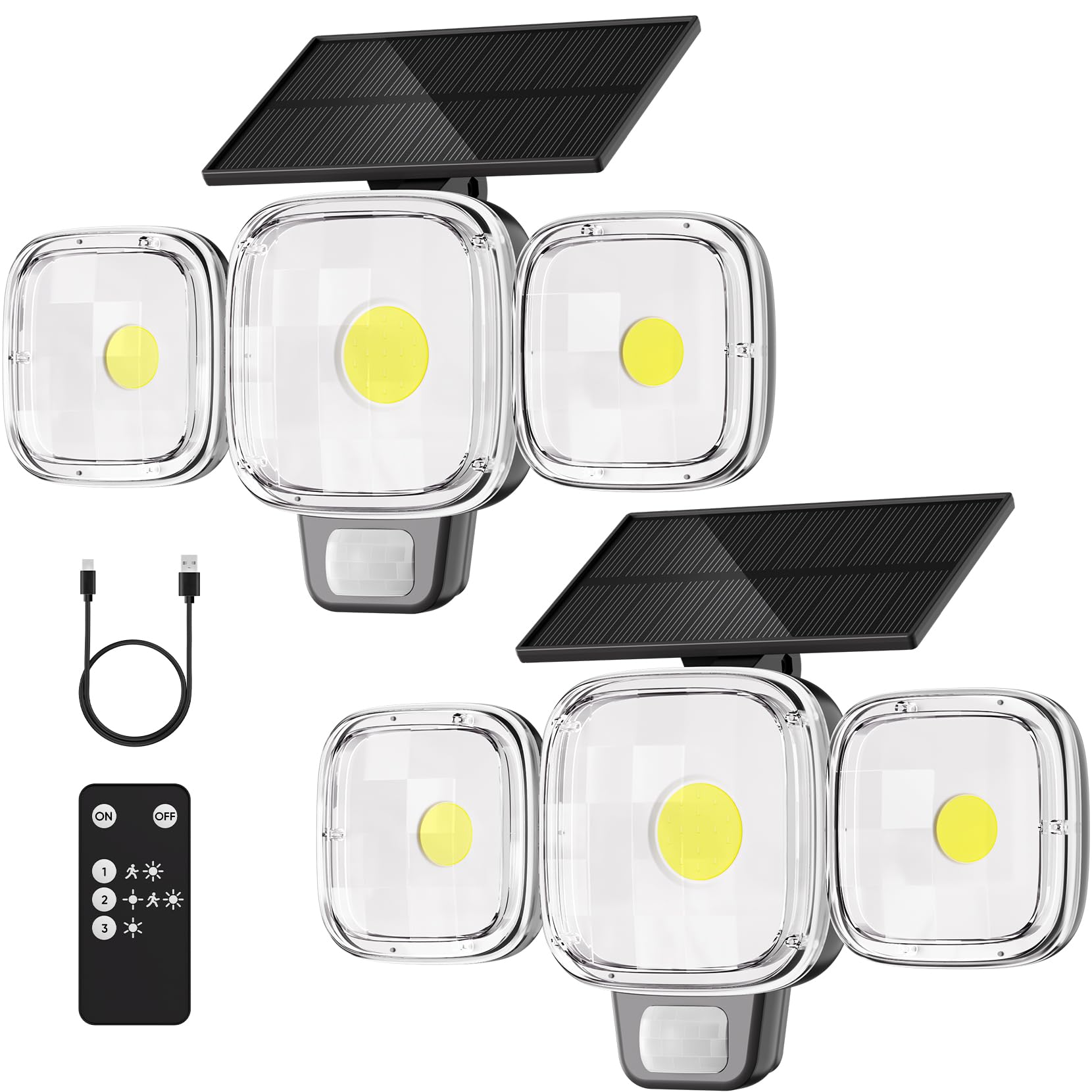Rottogoon 6000mAh Solar Motion Sensor Outdoor Lights with 3 Modes, 2 Pack