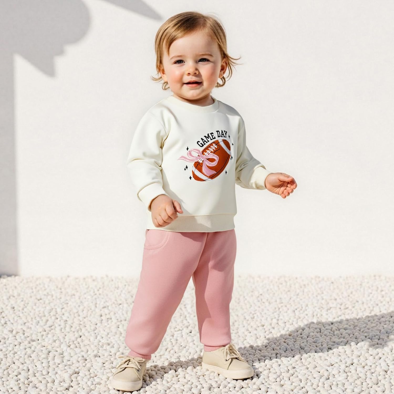 Baby Girl Fall Clothes Set Game Day Football Embroidery Sweatshirt Pants Toddler Infant Outfits 6 12 18 24 Months 2T 3T - Image 3