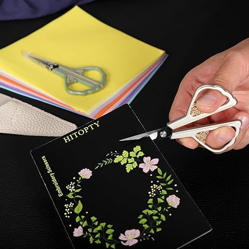 Miniatura 4 de Tijeras pequeñas para manualidades  Tijeras pequeñas planas con tapa, tijeras pequeñas afiladas multiusos para cortar papel de hilo, trabajo de arte