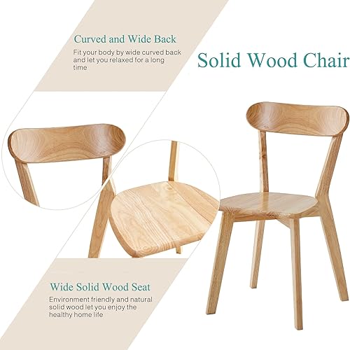 Miniatura 4 de Louis - Juego de 4 sillas de comedor de madera para el hogar, cocina moderna, 100% madera maciza natural