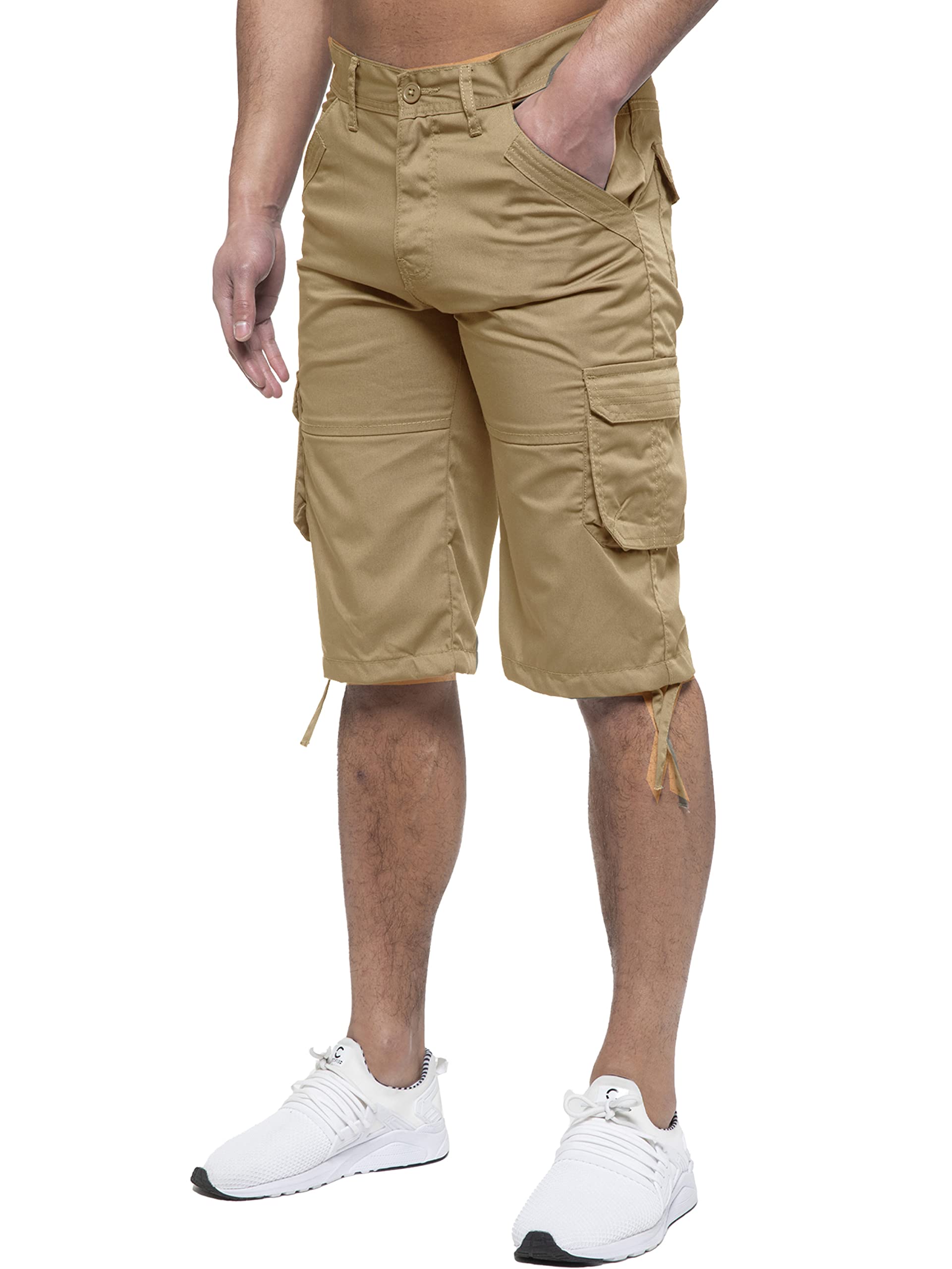 989Zé ENZO Mens Cargo Combat Shorts Summer Chino Casual Work Knee Length Pants EZS426 Shorts Beige 42