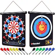 Ranslen Magnetic Dart Board for Kids and Adults, Double Sided Board Games with 15pcs Magnetic Darts, Boy Gifts Dartboard Toys Gift for Age 6 7 8 9 10 11 12 Year Old Boys