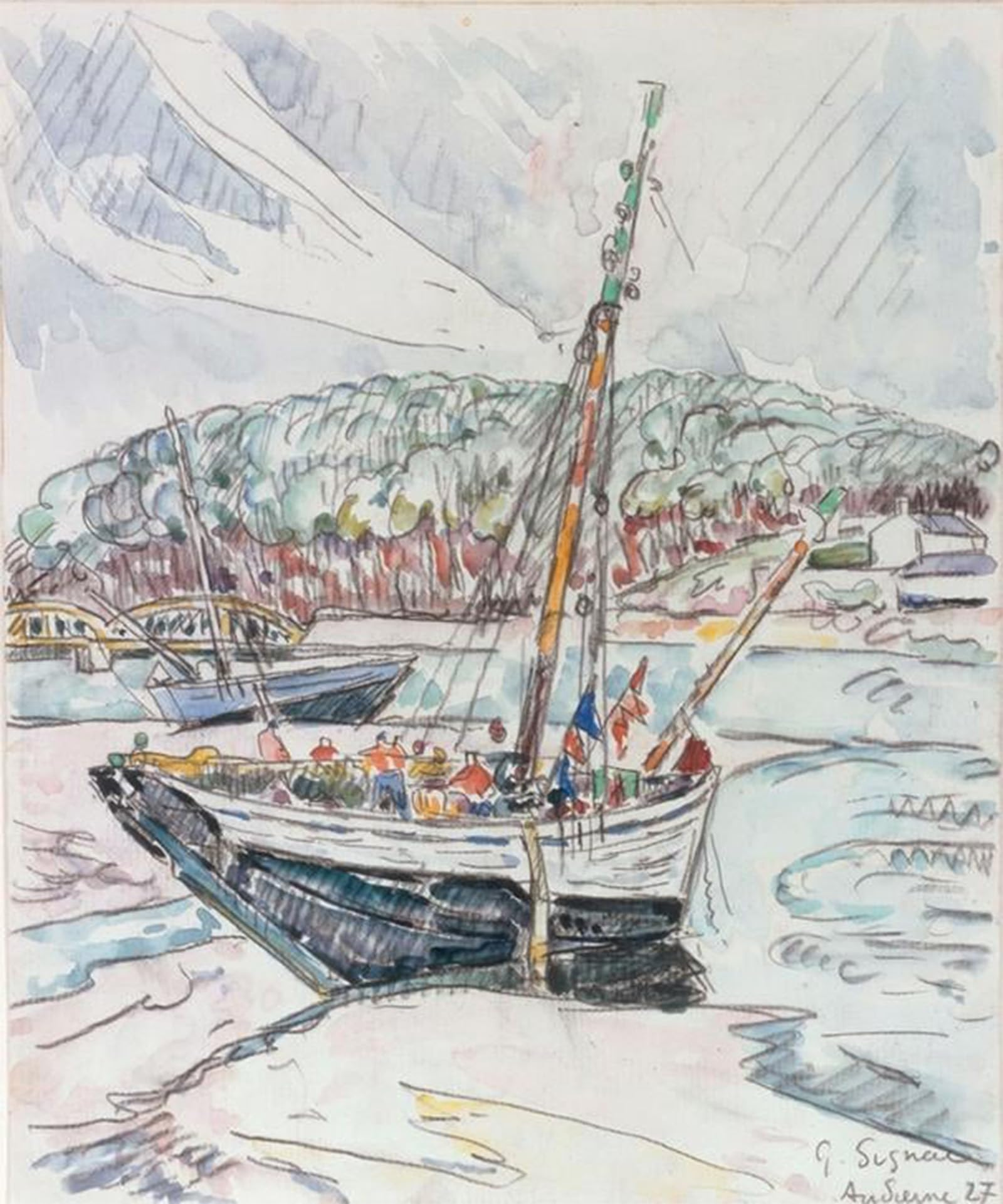 SERENDIPITP Vintage Picture Print on Canvas Wall Art Poster Audierne by Paul Signac Artwork Print Poster for Wall Decor 60x90cm