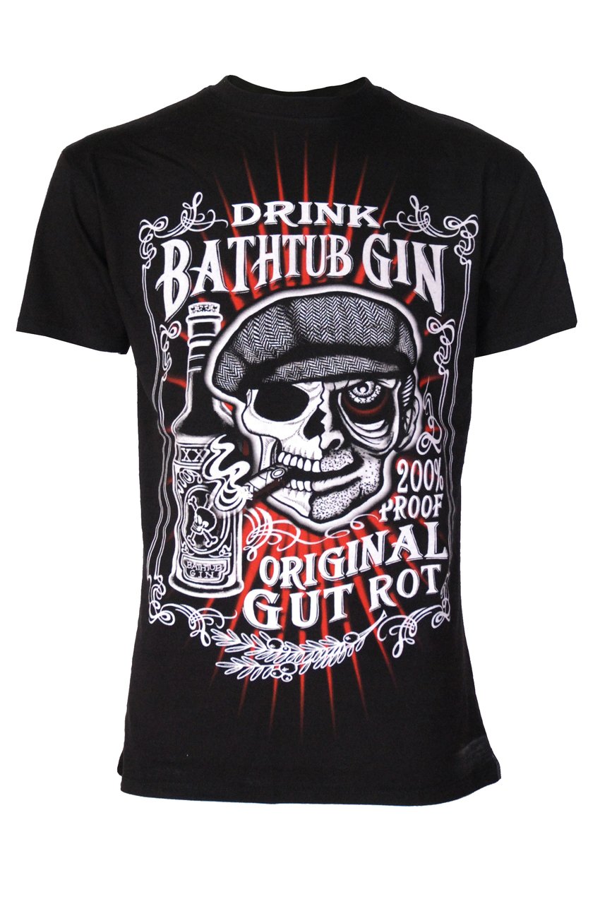 Bathtub Gin Skeleton Original Gutrot Skull Genuine Darkside Mens T Shirt X Large Black