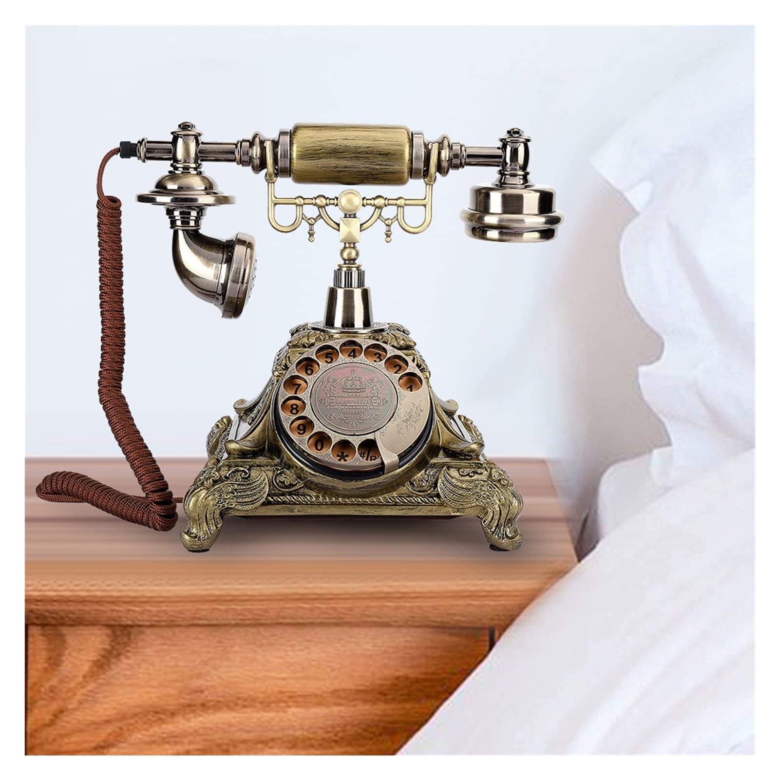 Téléphone Antique Art Téléphones Téléphone Fixe pour Bureau Maison Hôtel Mode Européenne Téléphone Vintage Plaque Pivotant Cadran Rotatif