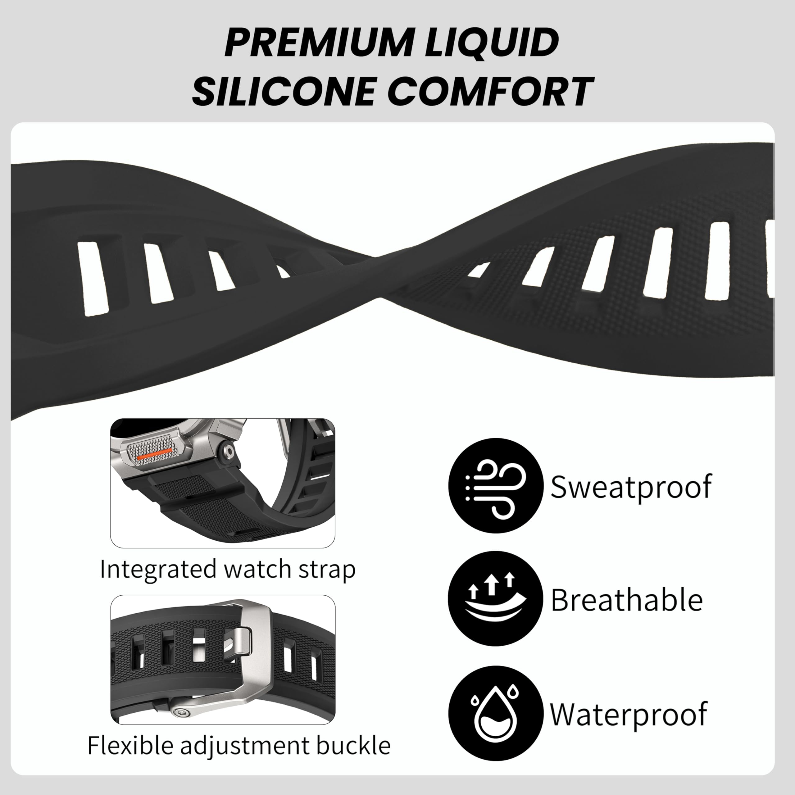 Coque de protection en métal compatible avec Apple Watch Ultra 3/2/1 49 mm - Design intégré avec bracelet sport en silicone - Boîtier de protection robuste résistant aux chocs - Pour iWatch