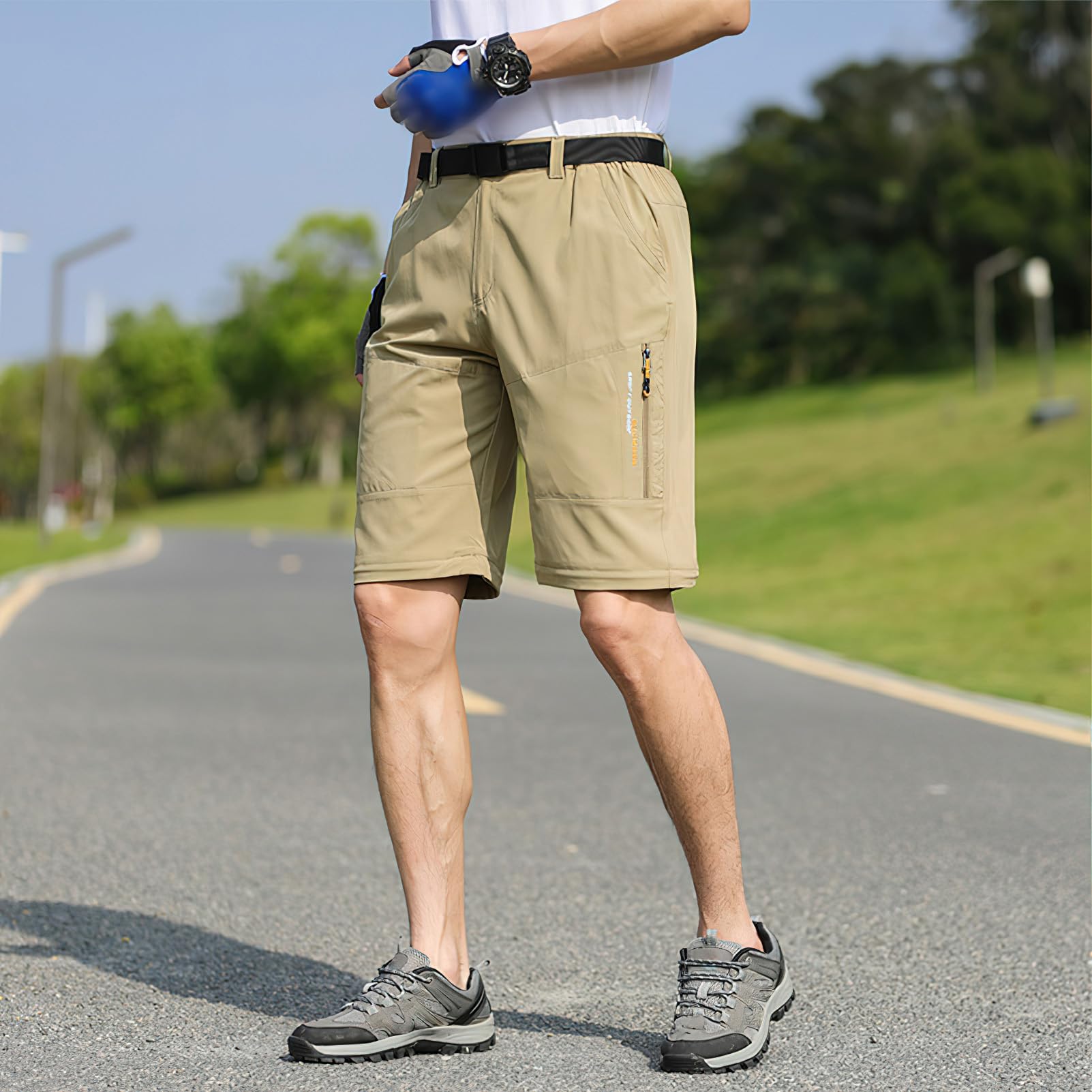 Hombre Pantalones de Senderismo al Aire Libre Cremallera Convertible Respirable Pantalones Cortos para Caminar con Bolsillos