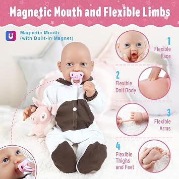 Vollence 23 inch Magnetic Silicone Baby Dolls Girl Weighted 11.4 lb,[NOT Vinyl],Silicone Full Body Reborn Lifelike Realistic Newborn Real Life Soft Babies Gift with Accessories for Kids Age 3+