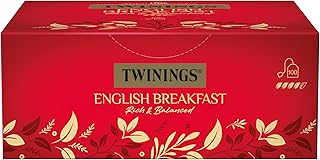 Twinings English Breakfast Tea - Schwarzer Tee - kräftiger Schwarztee aus hochwertigen Teeblättern, gepflückt in Sri Lankas und Indiens besten Teegärten, 100 Teebeutel (200g)