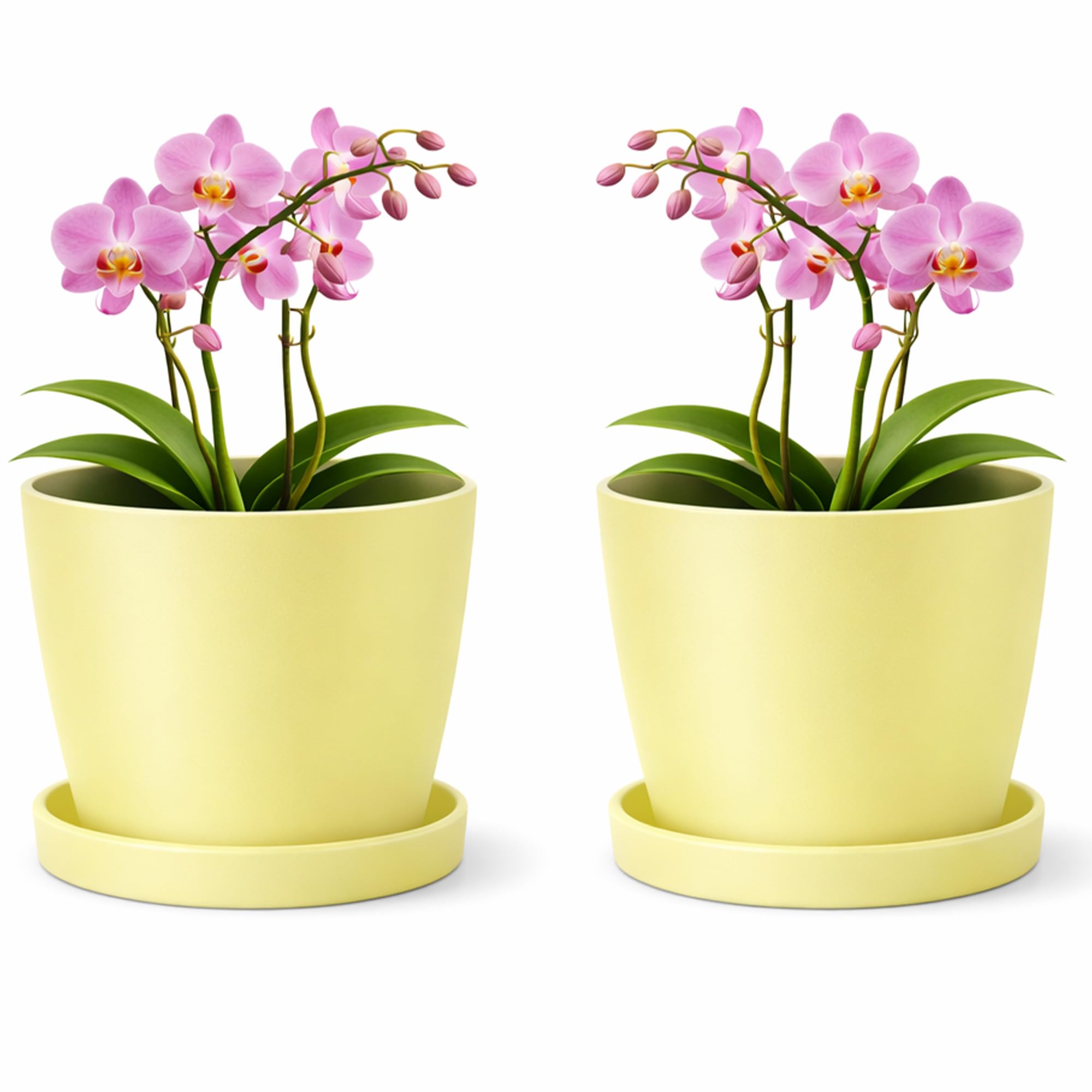 Vaso PECZEKO, in plastica opaca. Vaso decorativo per piante di qualsiasi dimensione, set di 2 pezzi con sottovasi, vaso per erbe aromatiche, limone, ø 30 cm