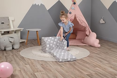Miniatura 7 de Delsit - Versátil sofá individual 2 en 1 para niños pequeños y niños - Silla elegante con apertura abatible - Muebles suaves para bebé con funda