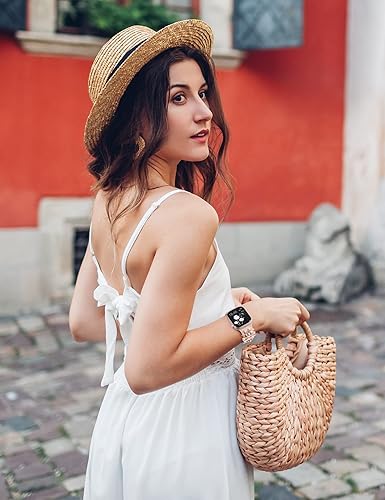 Miniatura 6 de Minyee Compatible con Apple Watch Banda con Encantos para Mujeres 41mm 40mm 38mm 42mm 44mm 45mm 49mm Anillos Decorativos en Forma de Flor con