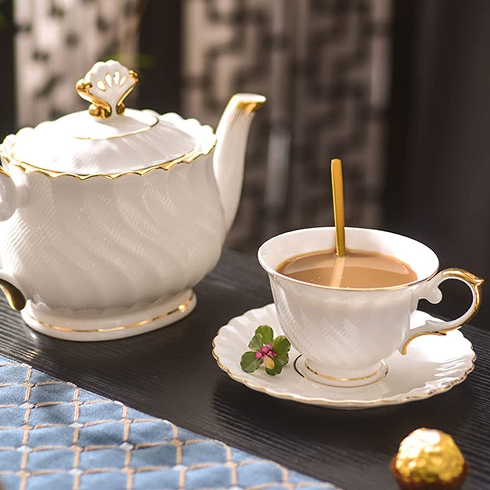 Filiżanki Do Herbaty Lub Kawy 8,5 Uncji, Porcelanowe Filiżanki Do Kawy I Spodki, Zestaw Z Łyżeczkami Do Espresso, Porcelanowe Filiżanki Do Latte, Kawy, Herbaty, Mokki