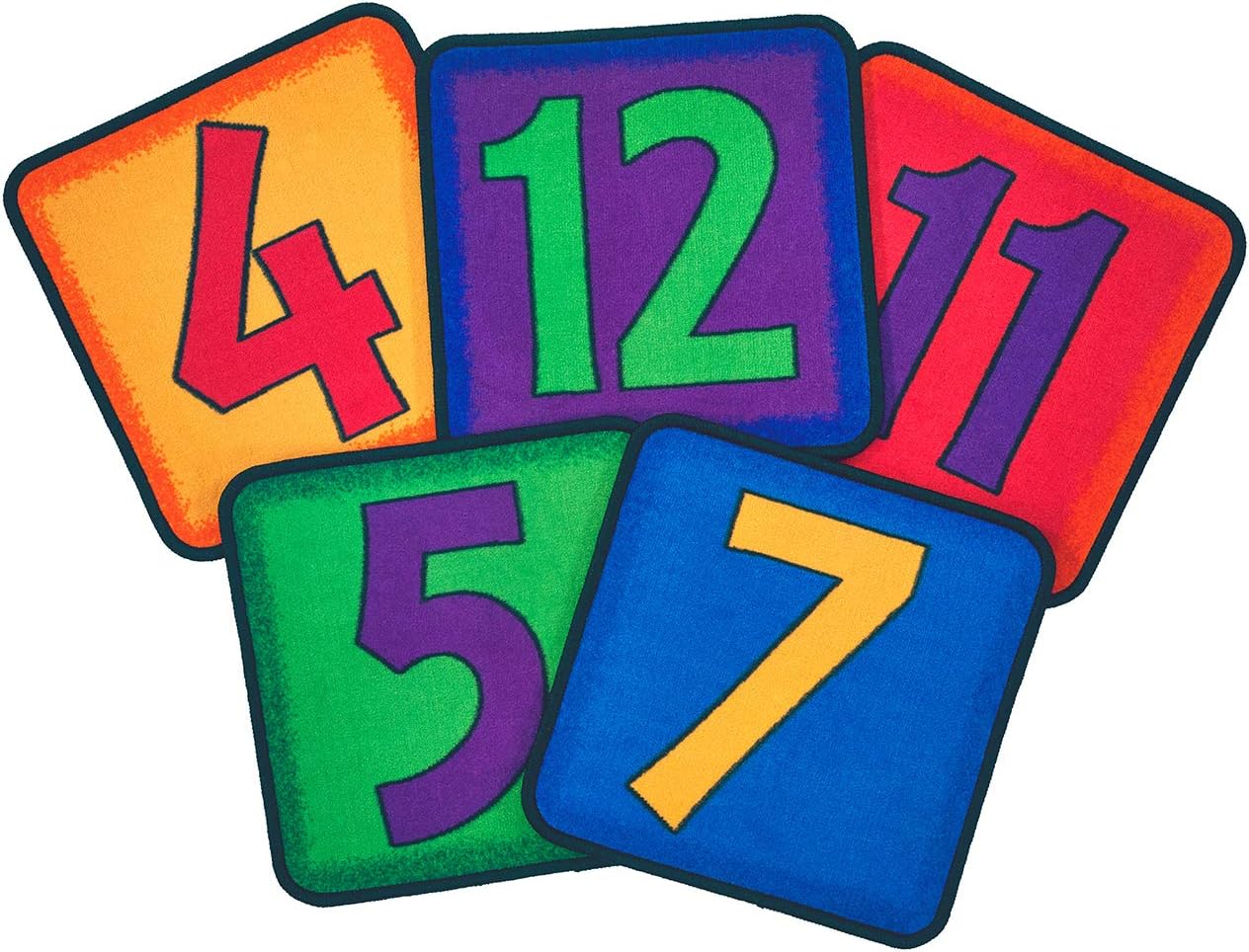 Carpets for Kids KID$Value Plus 3891 Simple Numbers Individual Seating Set of 12-16in Squares Multi Color