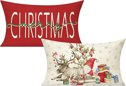 Juego de 4 fundas de almohada navideñas de 18 x 18 pulgadas, decoración navideña de granja, para exteriores, muñeco de nieve, invierno, vacaciones,
