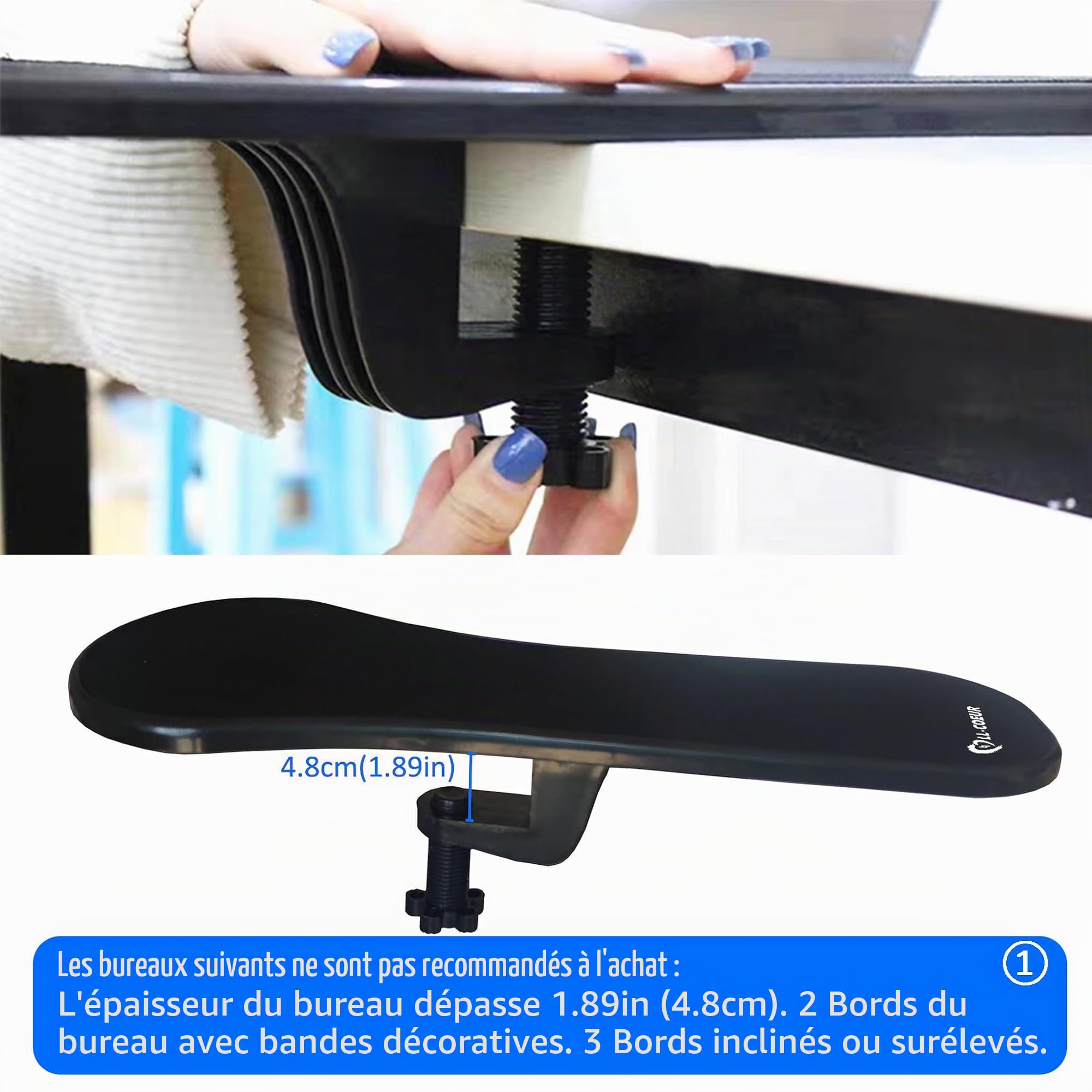 LL-COEUR Support de Bras Réglable Repose Poignet Ergonomique Bureau Plateau Ordinateur