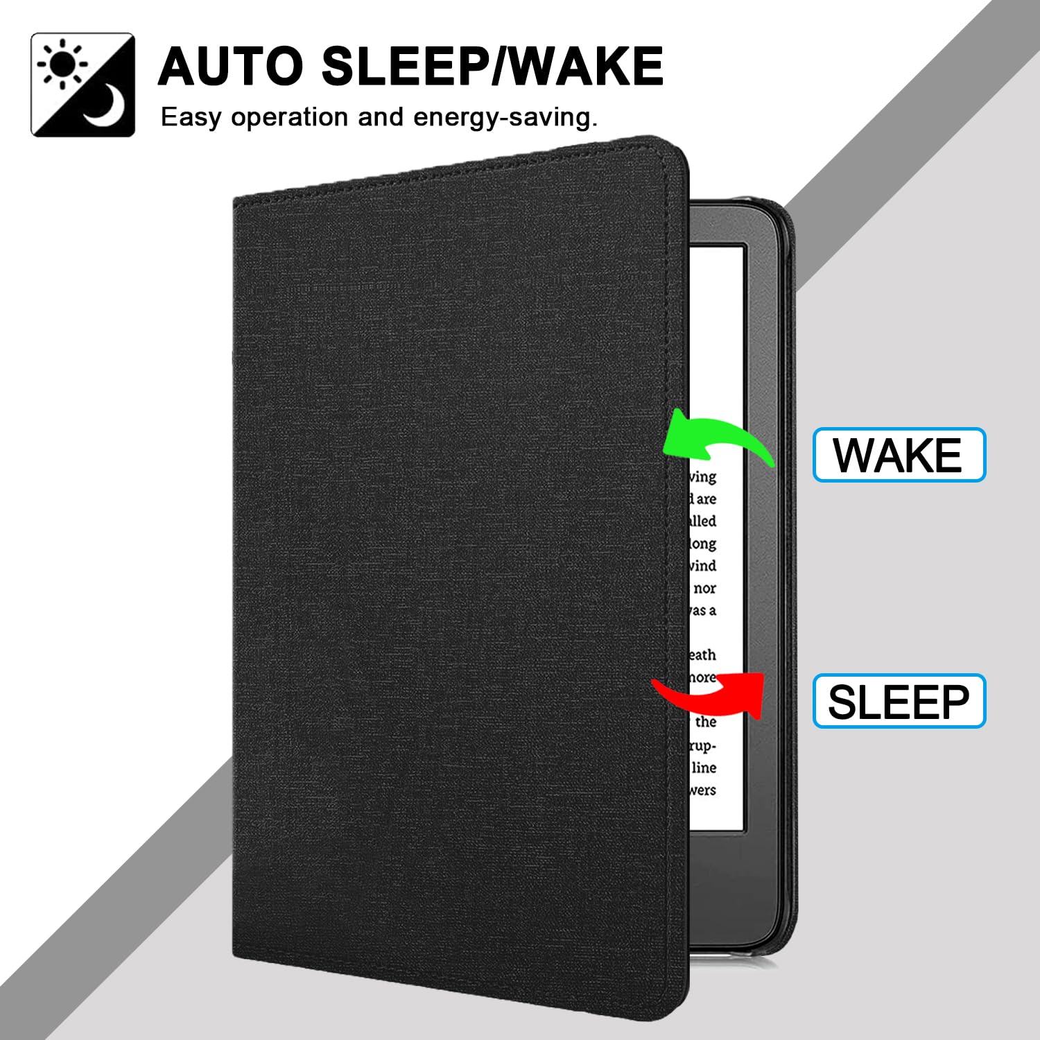 Plobors Funda para lector electrónico K de 7 pulgadas (12ª generación, versión 2024), funda de piel sintética suave con correa de mano de encendido y apagado automático, soporte plegable compatible