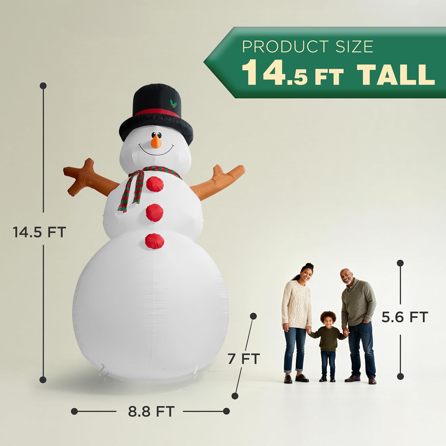 14.5 FT Christmas Snowman, Huge Blow Up Snowman Inflatable Decor, Lighted Xmas Inflatables for Lawn Yard Holiday Party
