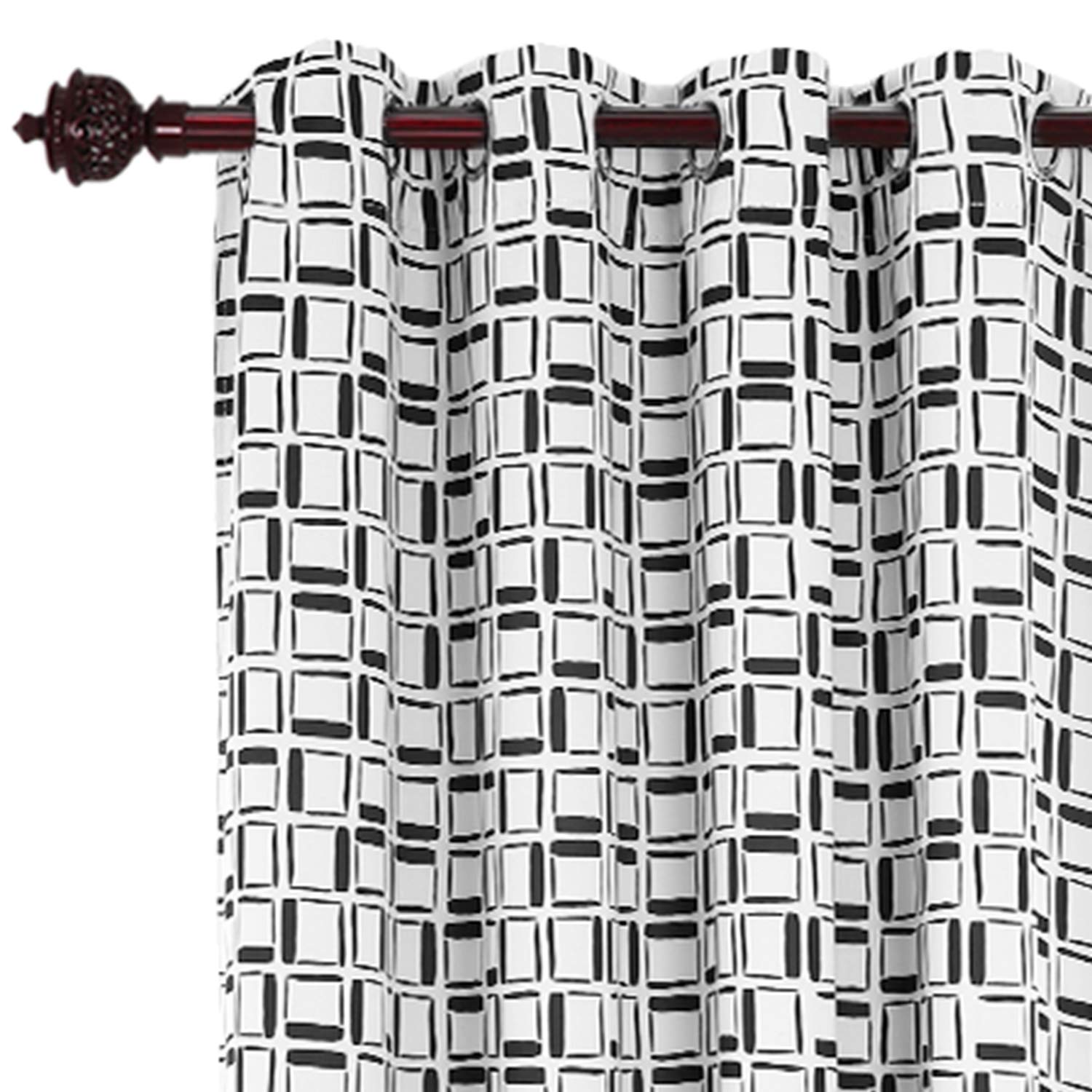 Rideaux occultants pour salon moderne motif carreaux 52x84 inch