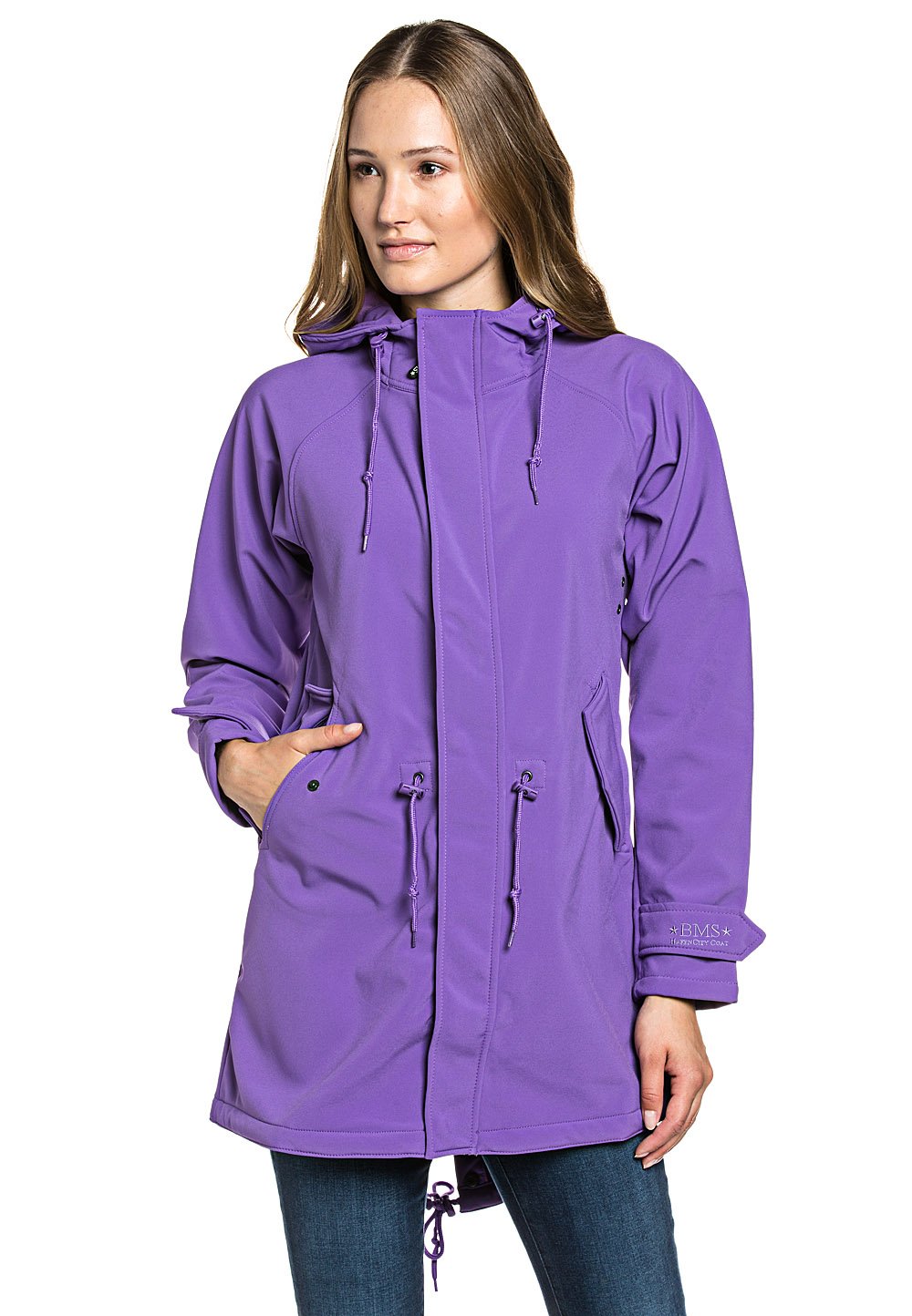 BMS HafenCity Damen Regenmantel, SoftShell | Wasserdichter, leicht atmungsaktiver Damenmantel für Alltag, Reise und Regenwetter