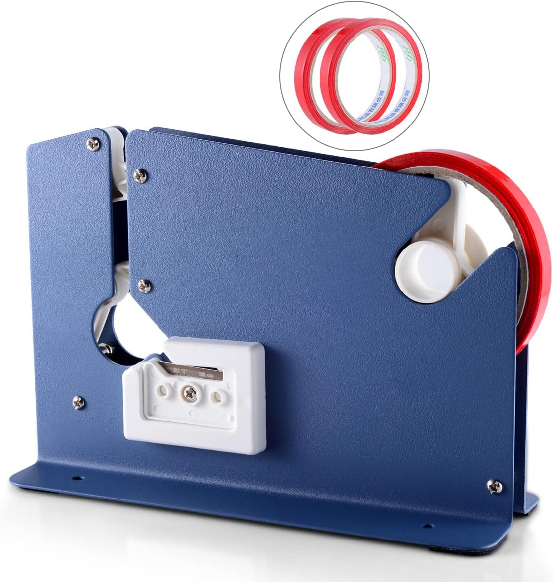 Steel Tape Bag Sealer with 2 Bag Sealing Tape, Plastic Bag Sealer Poly Bag Sealer for Meat Cake Bread Icing, Heavy Duty Metal Produce Bag Sealing Taper Dispenser