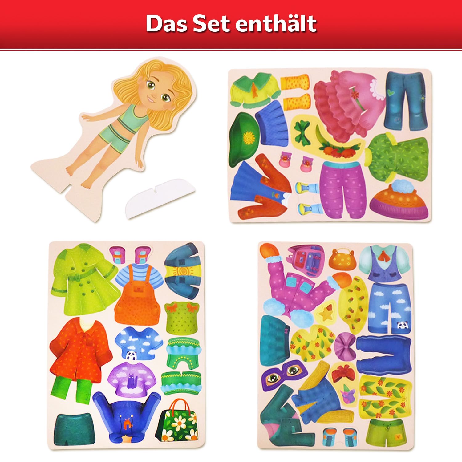 MAGNIKON Muñeca magnética de Eva la muñeca, muñecos magnéticos para vestir, muñecos magnéticos, juguetes para viajar, libro de vestir, juego magnético con 46 imanes