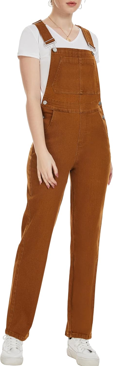 Bib Overalls for Women Fashion Jean Jumpsuit Adjustable Strap Coveralls - Image 5