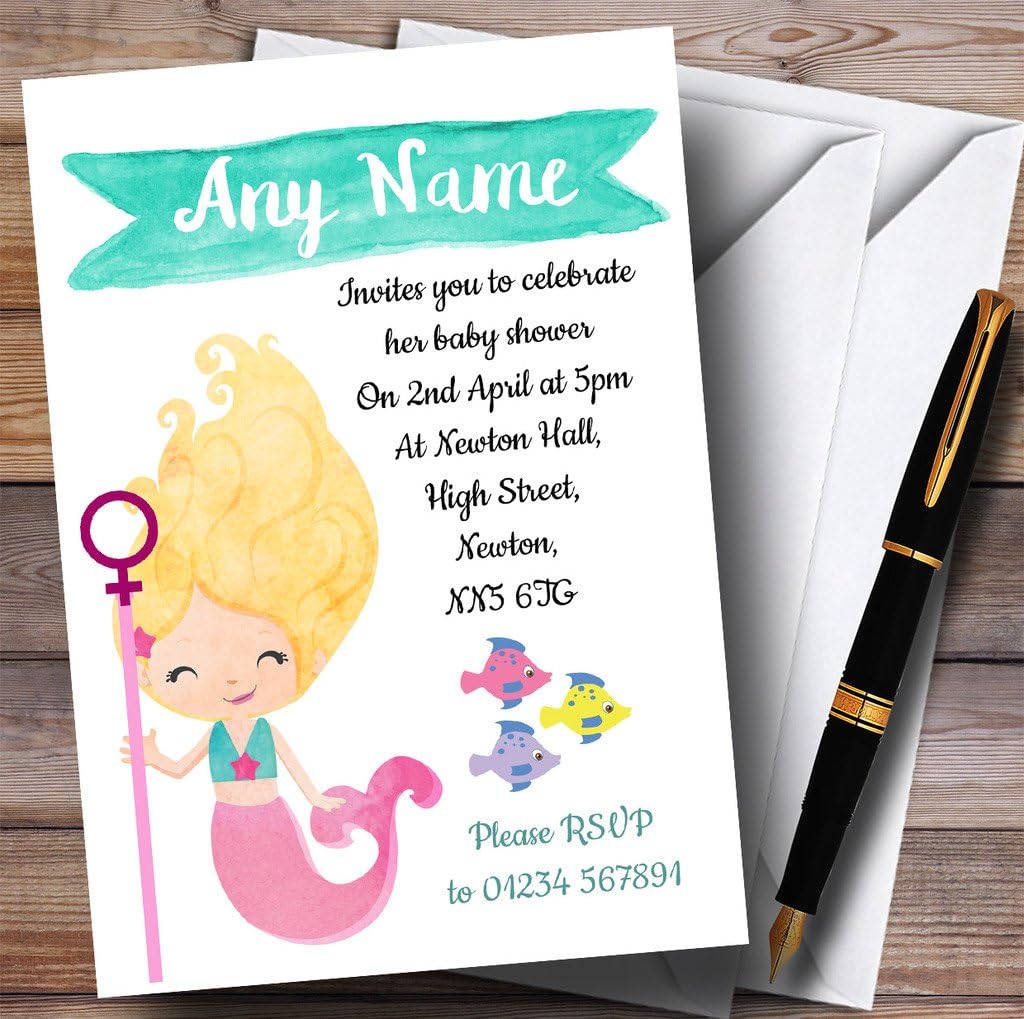 Smiling Mermaid Invitations Baby Shower Invitations
