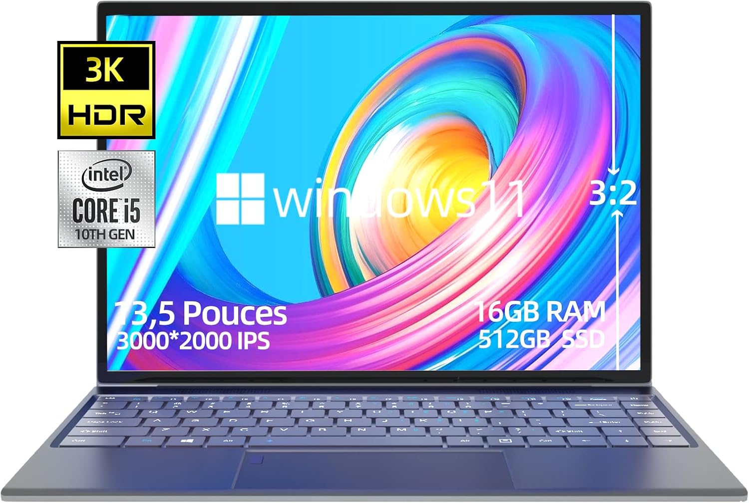 PC Portatile Windows 11, 13,5 3K IPS Display Intel Core 10a gen i5-1035G1 (fino a 3,6 GHz) 16 GB+512 GB SSD, Notebook Computer Metallo Pieno, Tastiera Retroilluminata, Tipo C, Impronta Digitale PC Portatile Windows 11, 13,5 3K IPS Display Intel Core 10a gen i5-1035G1 (fino a 3,6 GHz) 16 GB+512 GB SSD, Notebook Computer Metallo Pieno, Tastiera Retroilluminata, Tipo C, Impronta Digitale