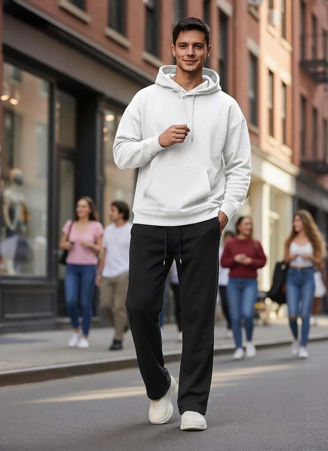 Mens Baggy Wide Leg Sweatpant Jogging Drawstring Knit Casual Zipper Pocket Open Bottom Sports Pants - Image 6